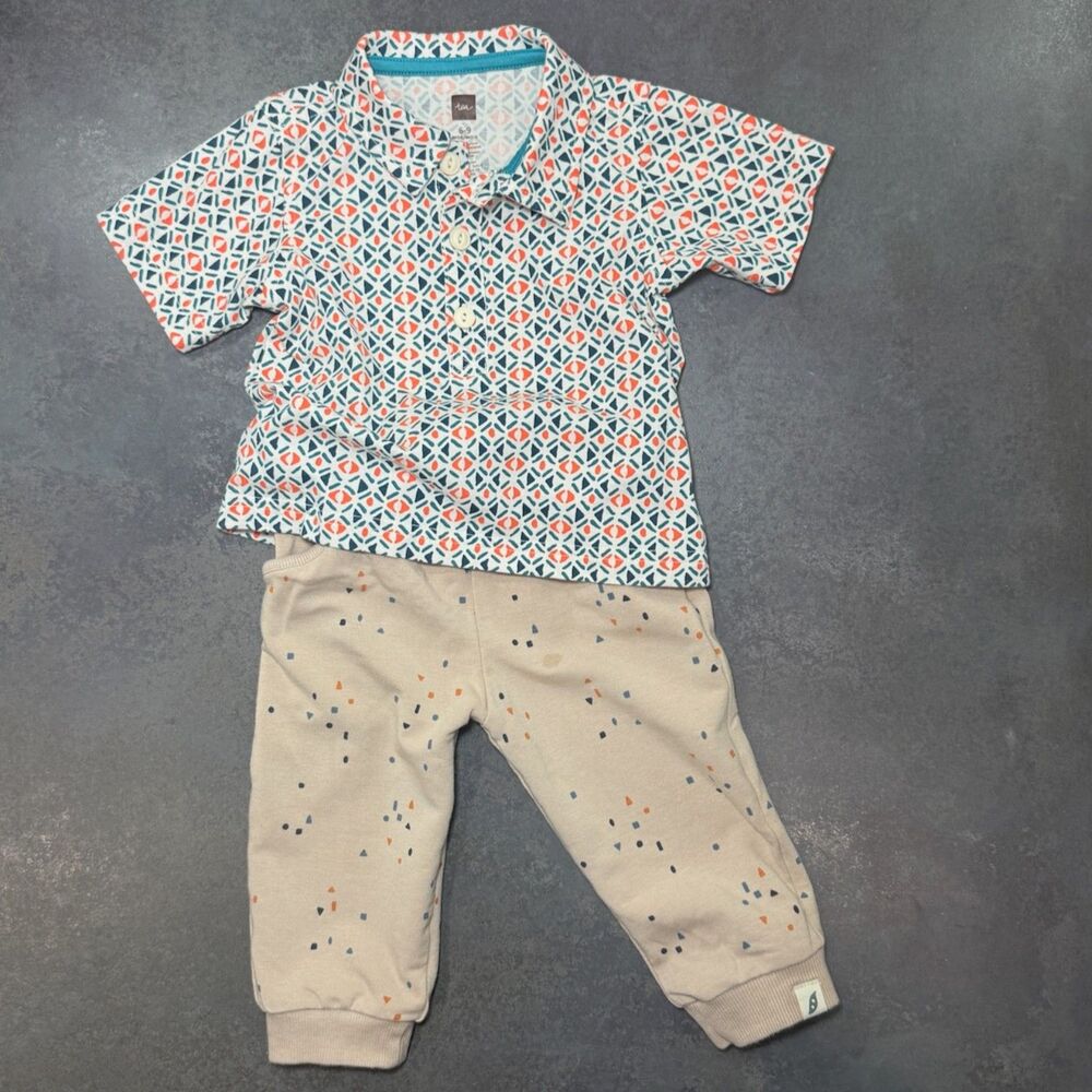 Tea Collection 6-9M Polo Shirt Jogger Set Baby Boy Outfit Easy Peasy
